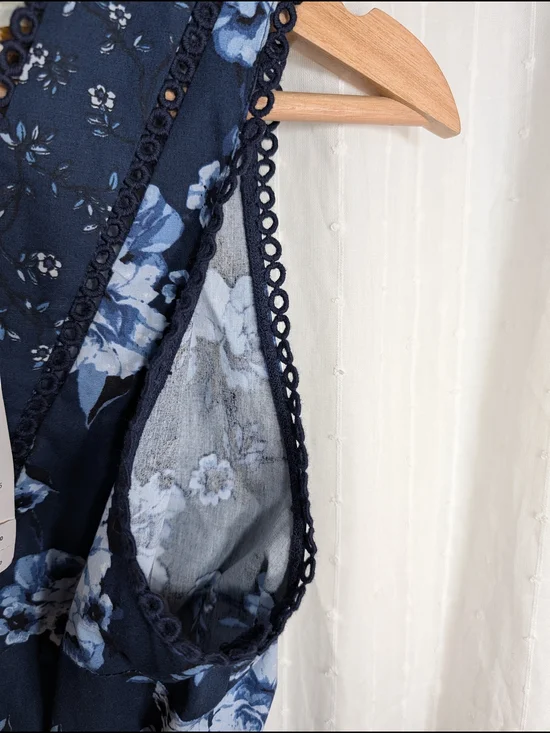 kate spade Navy Floral V-Neck Midi Dress - Picture 5 of 10